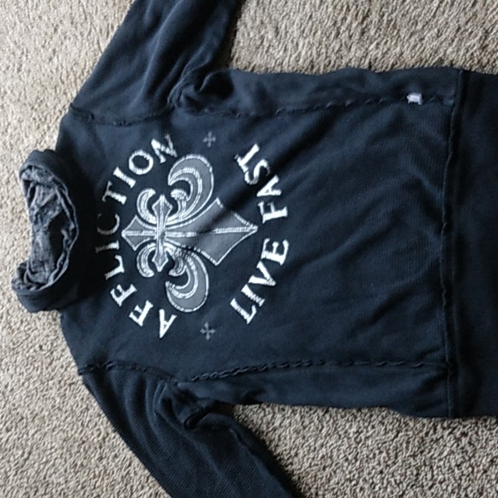 Affliction reversible zip up hoodie